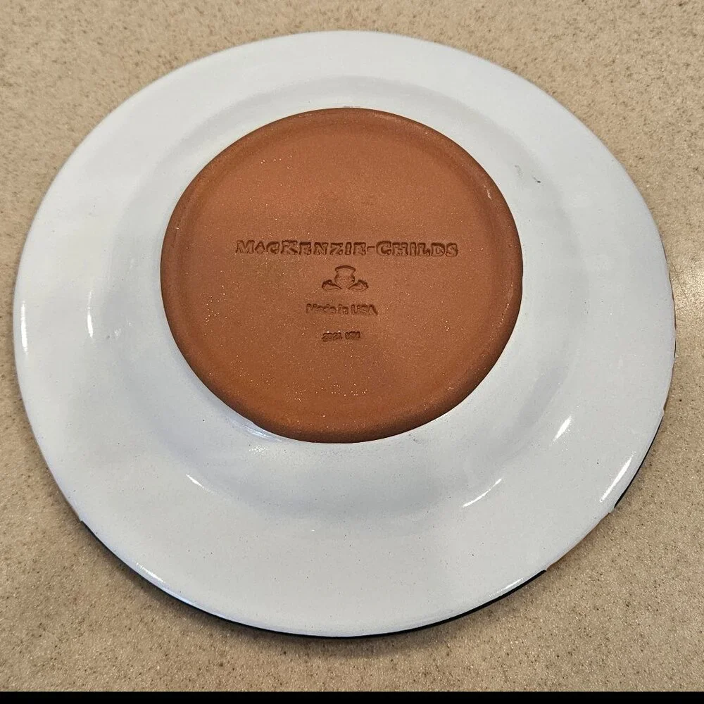 RARE LE MACKENZIE CHILDS CROW HALLOWEEN FALL CERAMIC SALAD DESSERT ACCENT PLATE